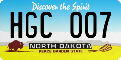 ND license plate HGC007
