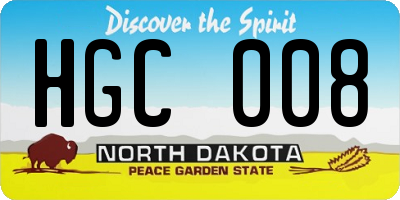 ND license plate HGC008