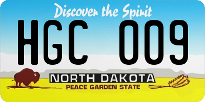ND license plate HGC009