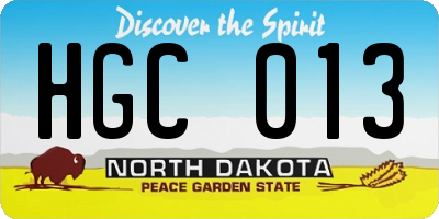 ND license plate HGC013