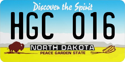 ND license plate HGC016