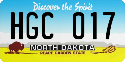 ND license plate HGC017
