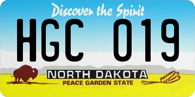 ND license plate HGC019