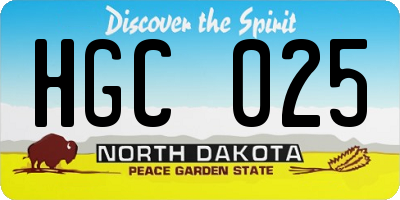 ND license plate HGC025