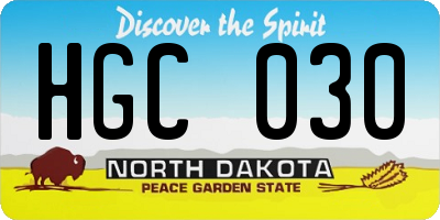 ND license plate HGC030