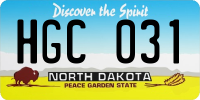 ND license plate HGC031