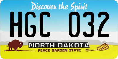 ND license plate HGC032