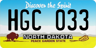 ND license plate HGC033