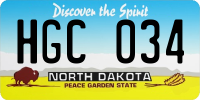 ND license plate HGC034