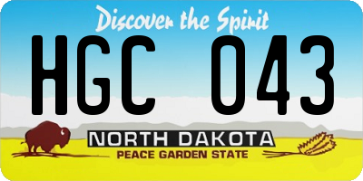 ND license plate HGC043
