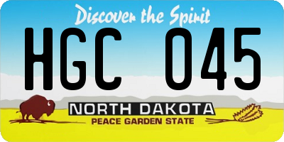 ND license plate HGC045