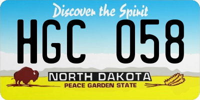 ND license plate HGC058