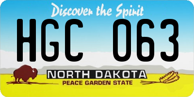 ND license plate HGC063