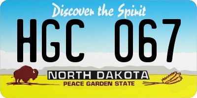 ND license plate HGC067