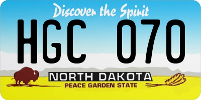 ND license plate HGC070
