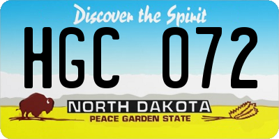 ND license plate HGC072