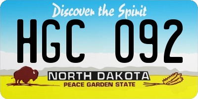 ND license plate HGC092