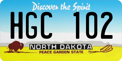 ND license plate HGC102
