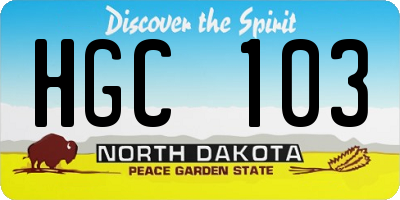 ND license plate HGC103