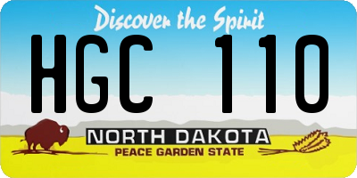ND license plate HGC110