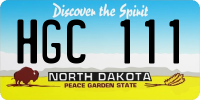 ND license plate HGC111