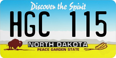 ND license plate HGC115