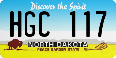 ND license plate HGC117