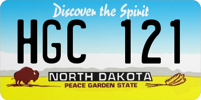 ND license plate HGC121