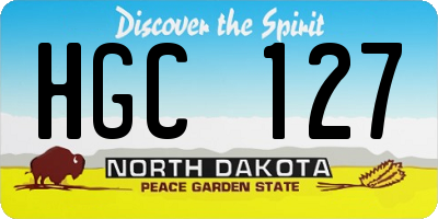 ND license plate HGC127