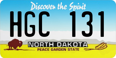 ND license plate HGC131