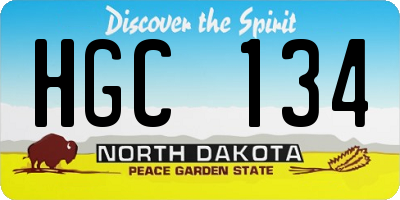 ND license plate HGC134