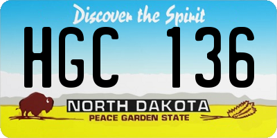 ND license plate HGC136