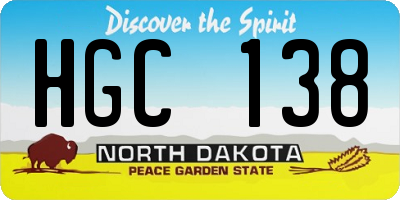 ND license plate HGC138