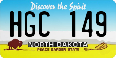 ND license plate HGC149
