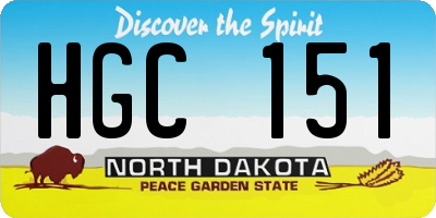 ND license plate HGC151