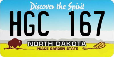 ND license plate HGC167