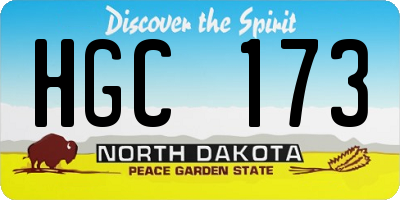 ND license plate HGC173
