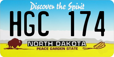 ND license plate HGC174