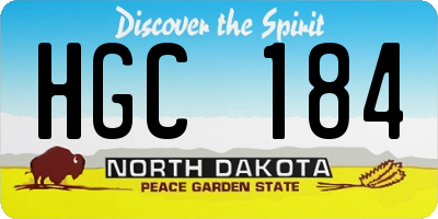ND license plate HGC184