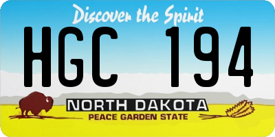 ND license plate HGC194