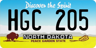 ND license plate HGC205