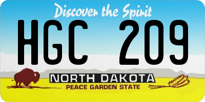 ND license plate HGC209
