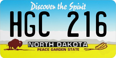 ND license plate HGC216