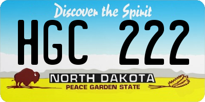 ND license plate HGC222