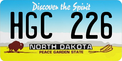 ND license plate HGC226