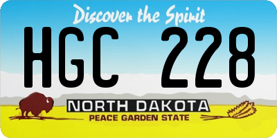 ND license plate HGC228
