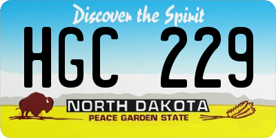 ND license plate HGC229