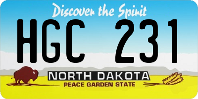 ND license plate HGC231