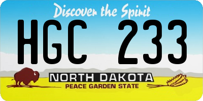 ND license plate HGC233