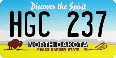 ND license plate HGC237